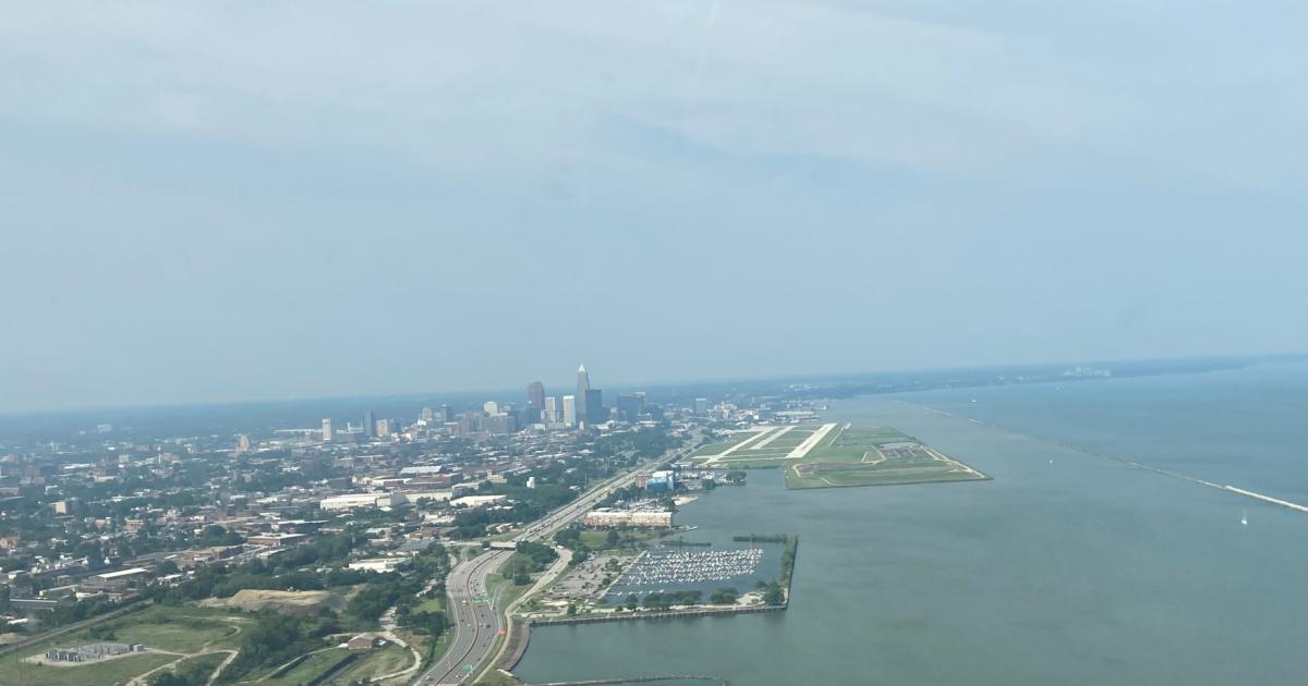 Approach to Cleveland Burke Lakefront Airport