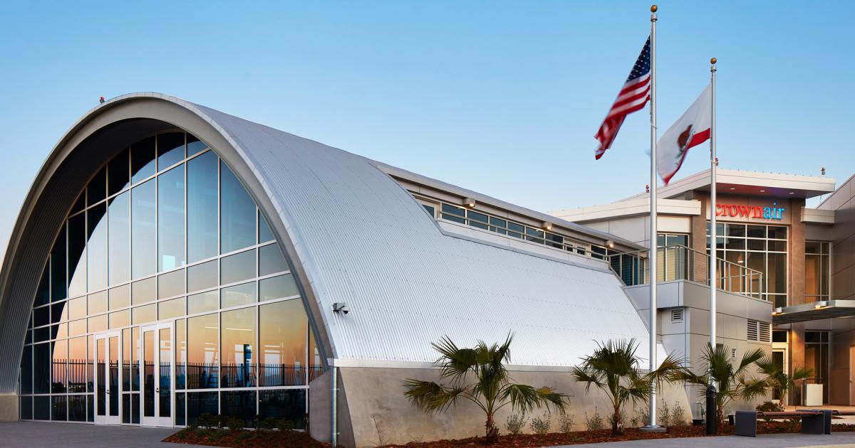 Exterior of Crownair FBO at San Diego’s Montgomery-Gibbs Executive Airport