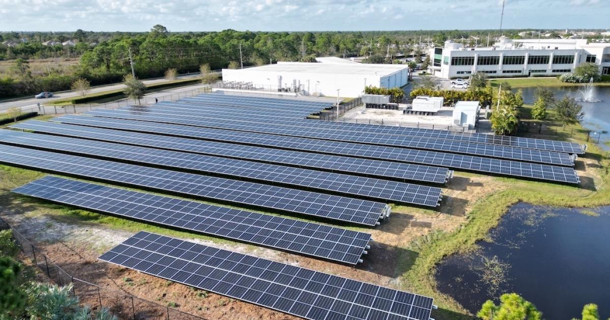 Aerial view of Satcom Direct's solar farm