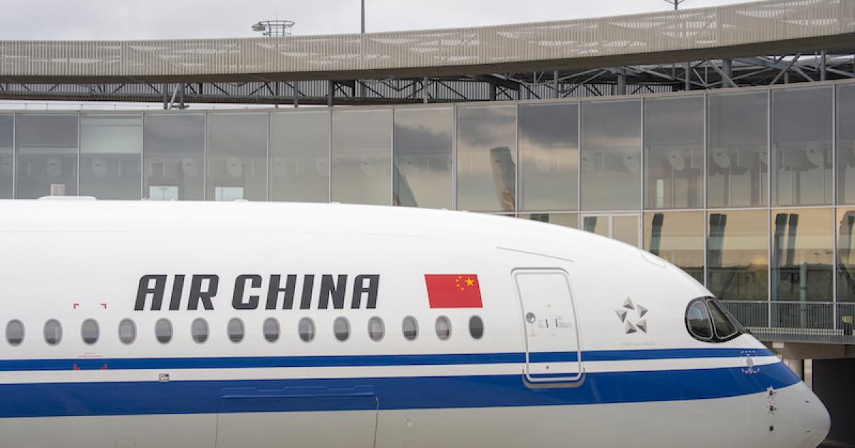 Air China A350 at airport terminal