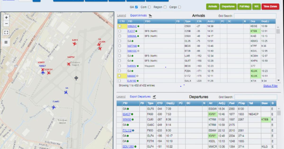 screenshot of Argus TraqPak's aircraft ground tracking functionality