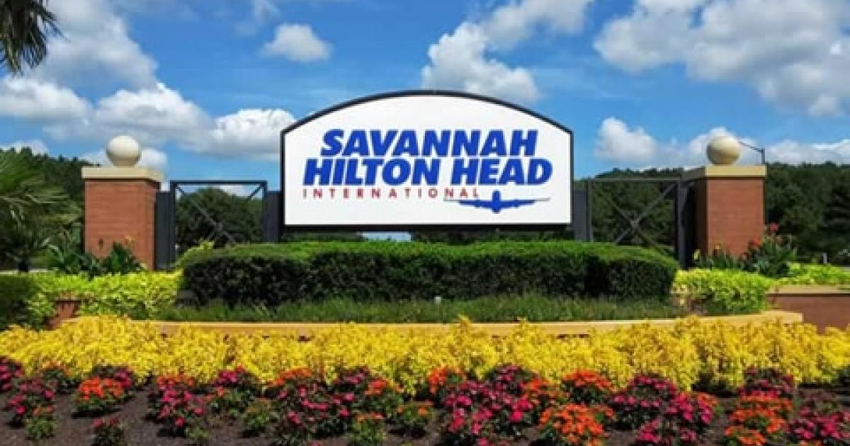 Entrance sign at Savannah Hilton Head International Airport