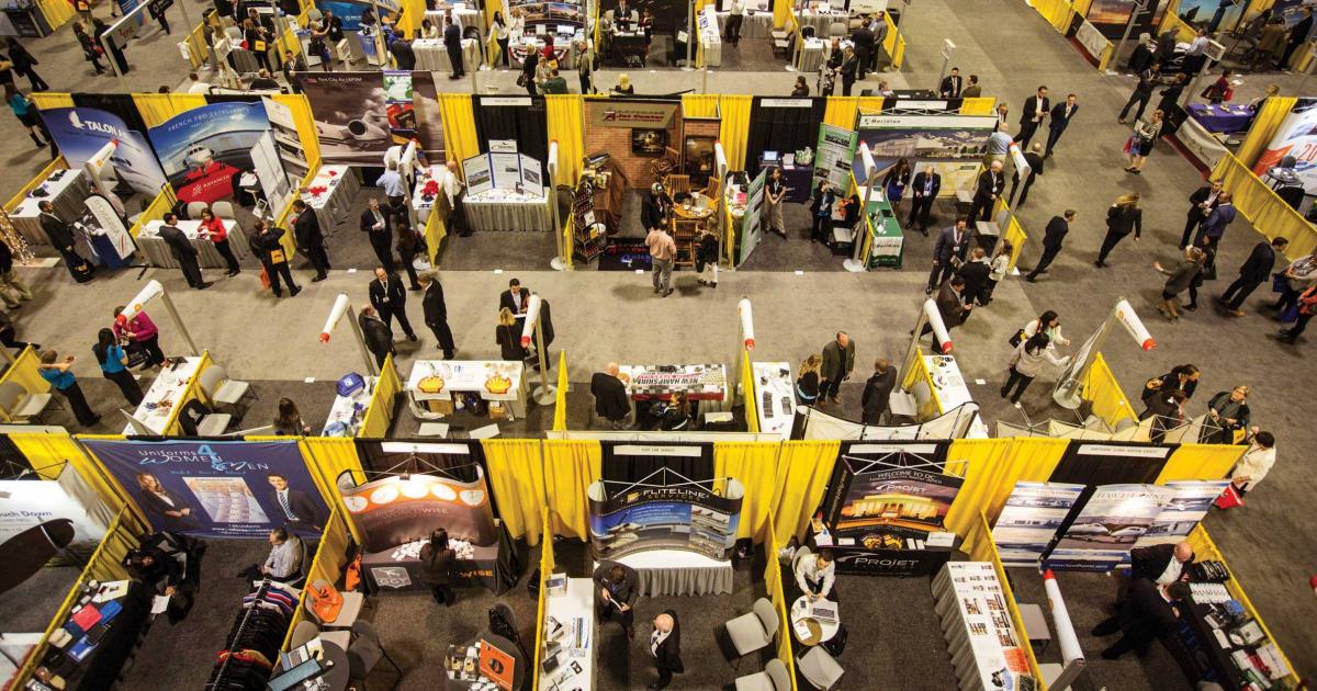 Overhead view of NBAA Schedulers and Dispatchers Conference exhibition hall