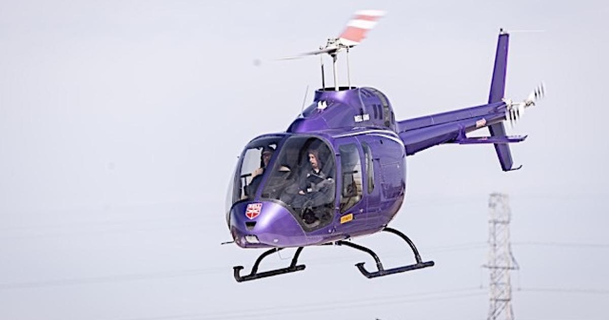 A Bell 505 has become the first single-engine helicopter to fly with 100 percent sustainable fuel.