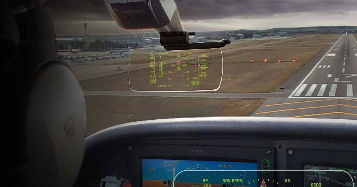 AeroDisplay head-up display installed in aircraft