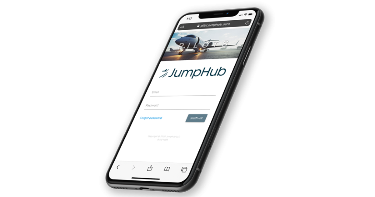 JumpHub app displayed on iPhone