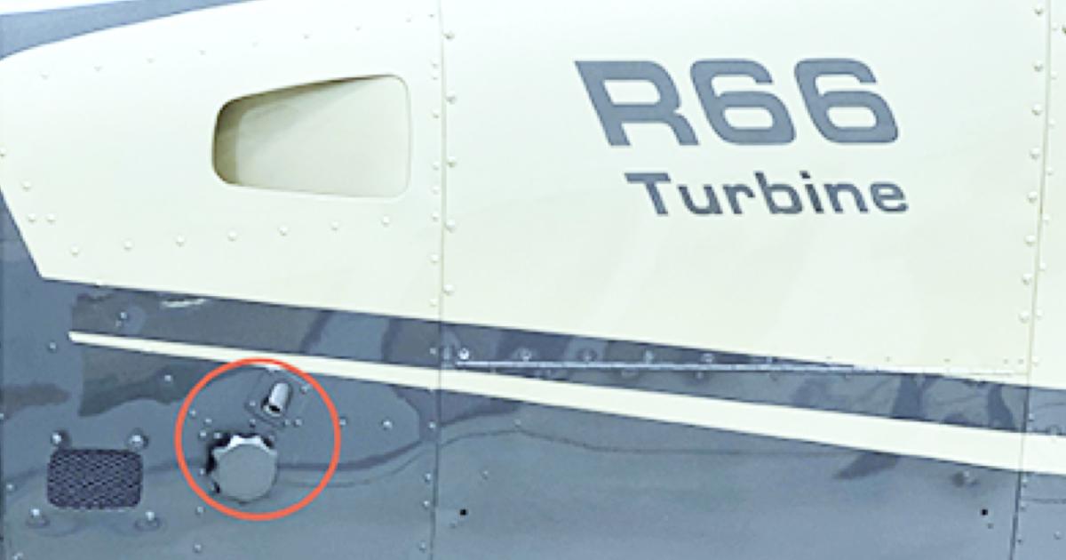Pressure refueling system cap on Robinson R66 helicopter