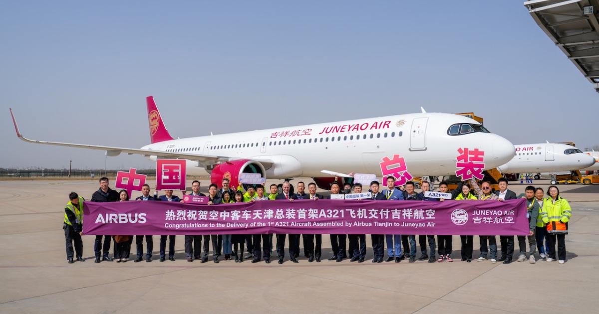 Juneyao Air Airbus A321neo first delivery ceremony