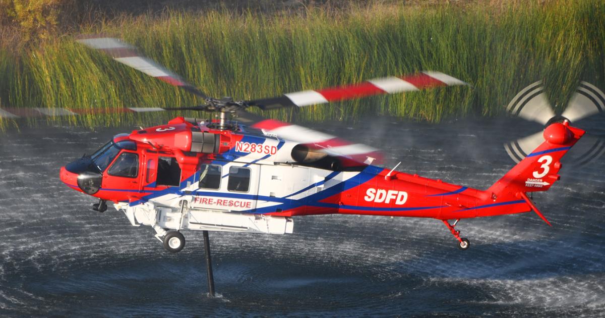 S-70 Firehawk drawing water from a lake