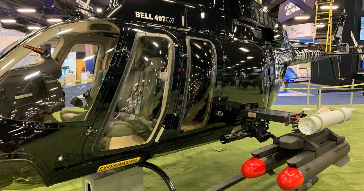 Bell 407M special mission helicopter on display at Army Aviation Association of America Mission Solutions Summit
