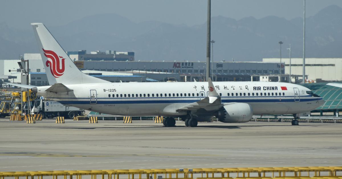 An Air China 737 Max 8 sits parked at Beijing Capital International Airport on March 11, 2019, the day after Chinese authorities grounded the model. 