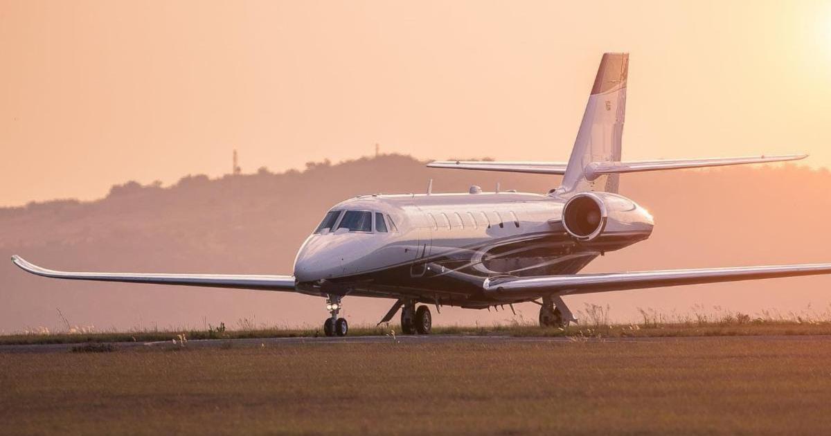 A Cessna Citation Sovereign+ is pictured on the runway