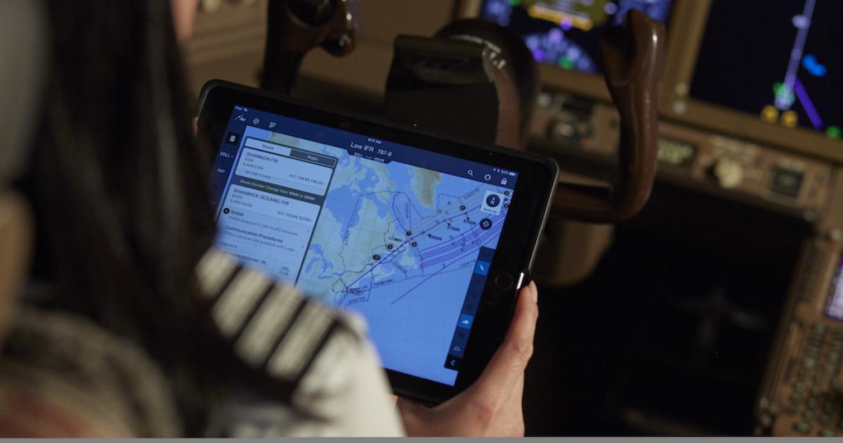 Users have downloaded the Jeppesen FliteDeck Pro charts and navigation app on more than 350,000 mobile devices. (Photo: Boeing Global Services)