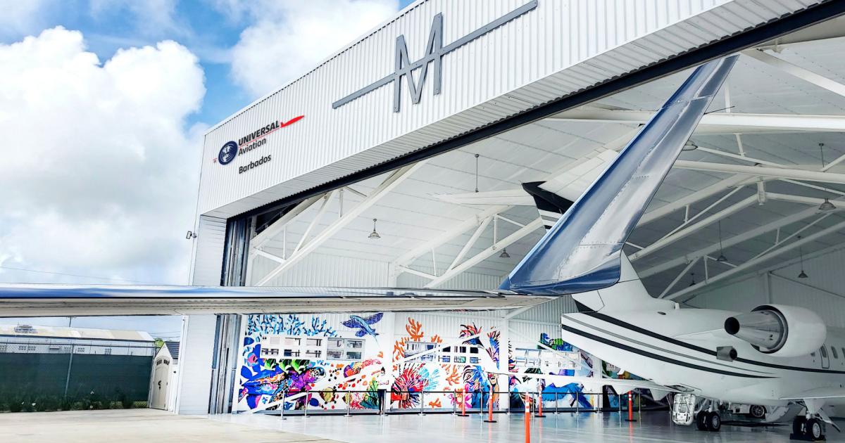 M Jet hangar at Grantley Adams International Airport on Barbados.
