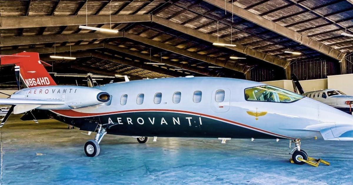 AeroVanti branded Piaggio Avanti P.180 in flight