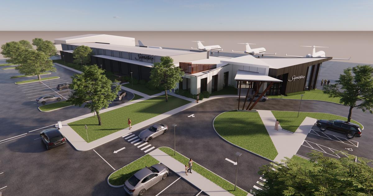 Artist rendering of the planned new Signature Aviation terminal at Alabama's Huntsville International Airport