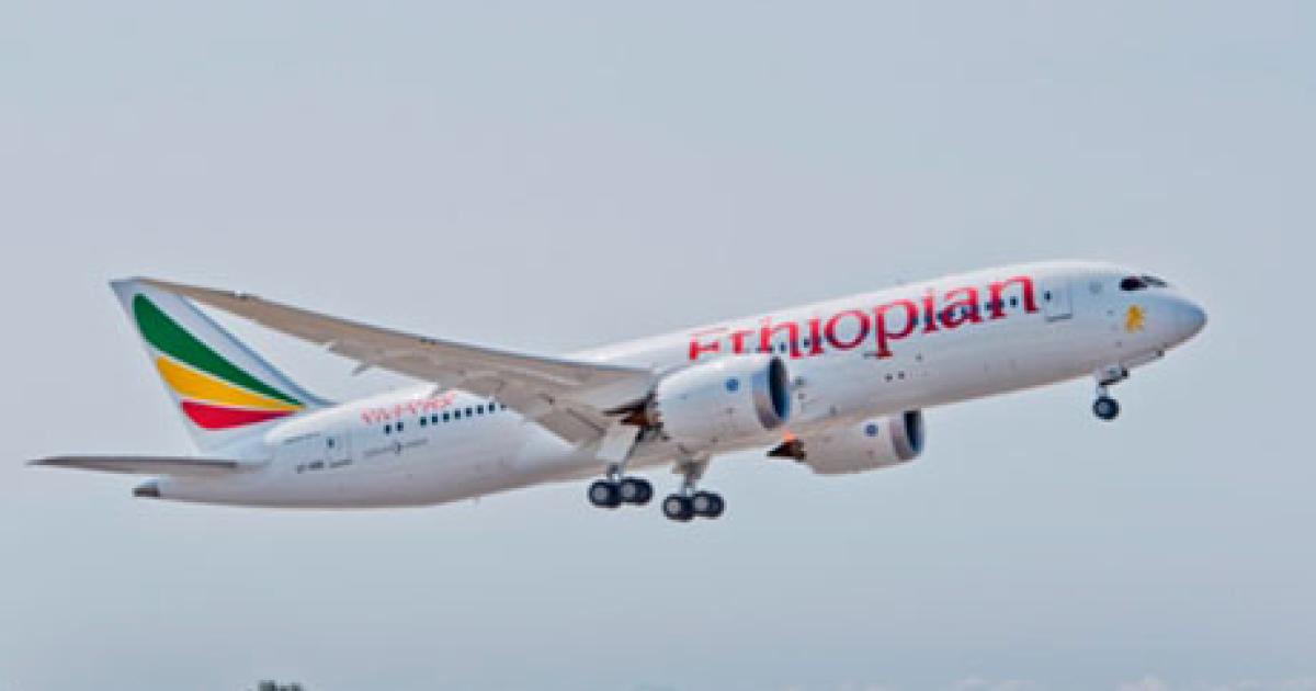 The first Ethiopian Boeing 787 takes off on a test flight from Charleston, South Carolina. (Photo: Boeing)