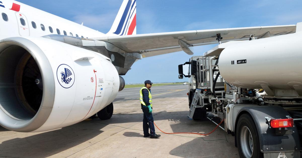 Each week an Air France Airbus A320 providing regular service between Toulouse and Paris, France, flies with a mixture of 10 percent biofuel.
