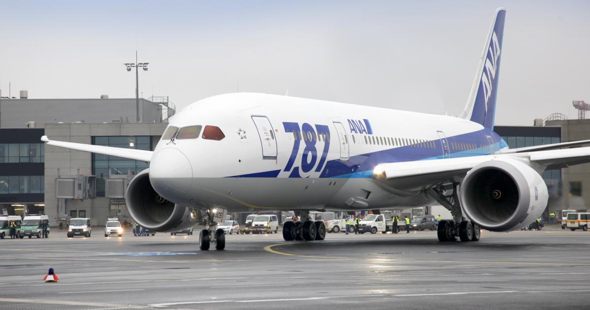 ANA reports dispatch reliability of 99.63 percent and 98.51 percent, respectively, for its domestic-service and international 787s. (Photo: ANA)