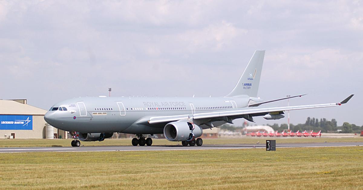 The French will buy 14 A330MRTTs to pool in a common fleet with the UK Royal Air Force tankers, seen here. (Photo: Chris Pocock)