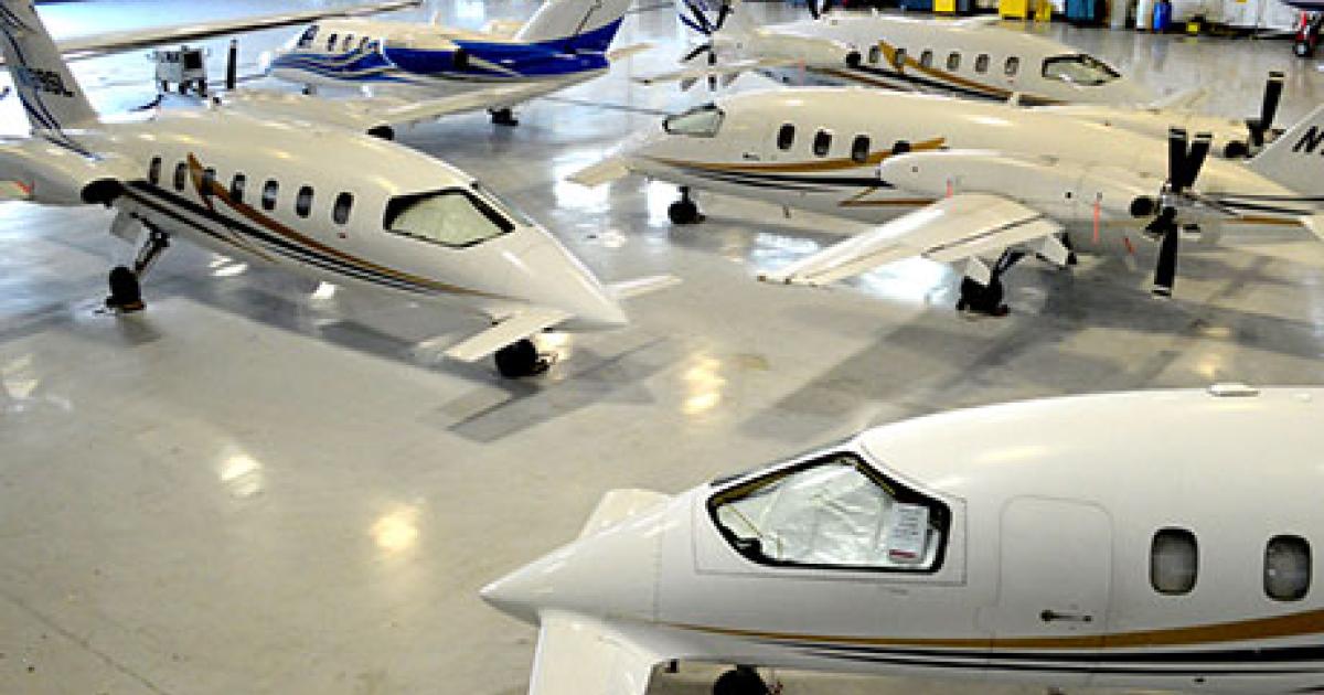 Avantair maintenance provider Teterboro Rams has filed liens in Bergen County Court in New Jersey on four Avantair aircraft in its possession and plans to auction them for unpaid maintenance work. (Photo: Kirby J. Harrison)
