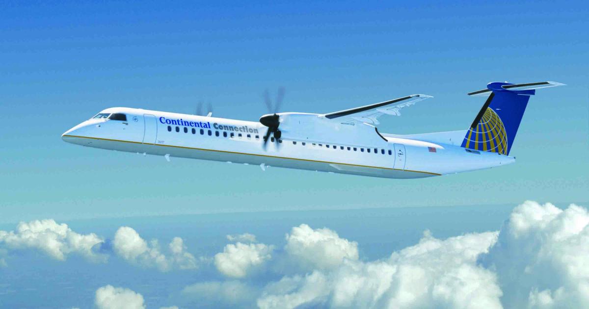 Pinnacle Airlines' Colgan Air subsidiary flies 31 Bombardier Q400s, now as United Express. (Photo: Bombardier)