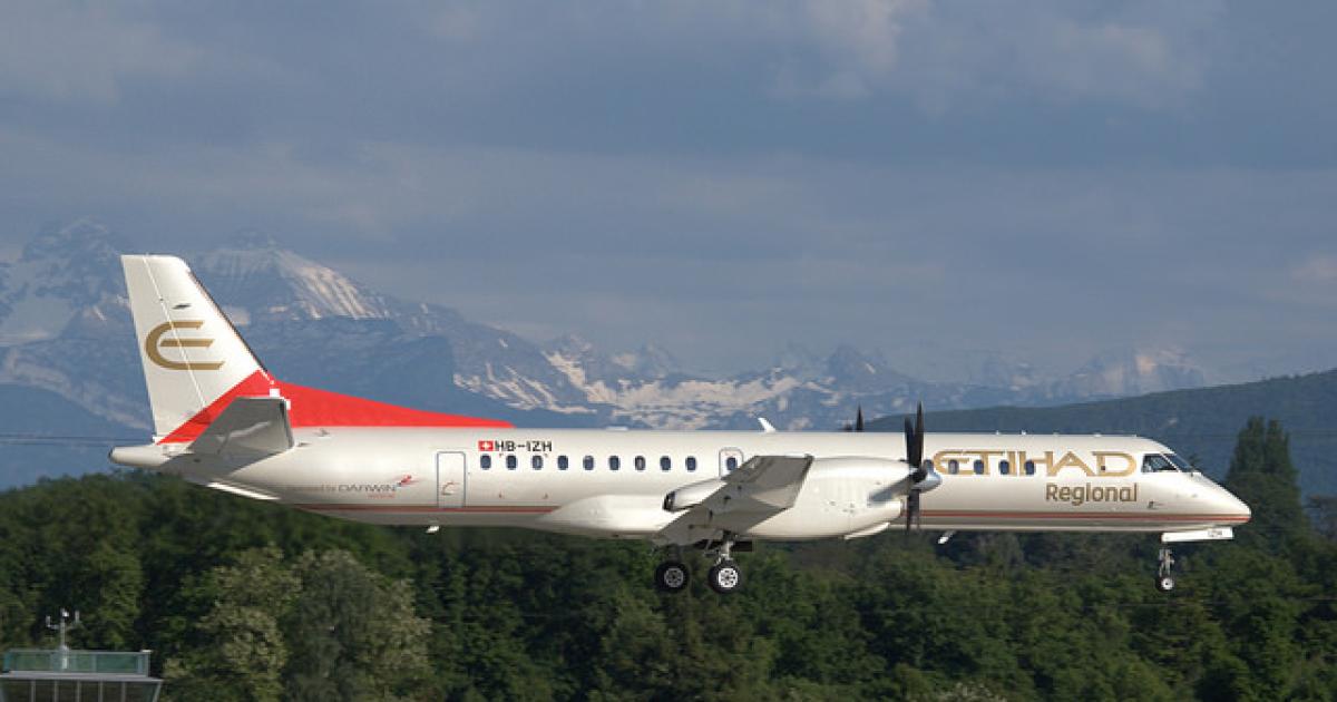 Darwin's 14-strong fleet of turboprops includes 10 Saab 2000s. (Photo: Flickr: <a href="http://creativecommons.org/licenses/by-sa/2.0/" target="_blank">Creative Commons (BY-SA)</a> by <a href="http://flickr.com/people/78631472@N03" target="_blank">flybyeigenheer</a>)