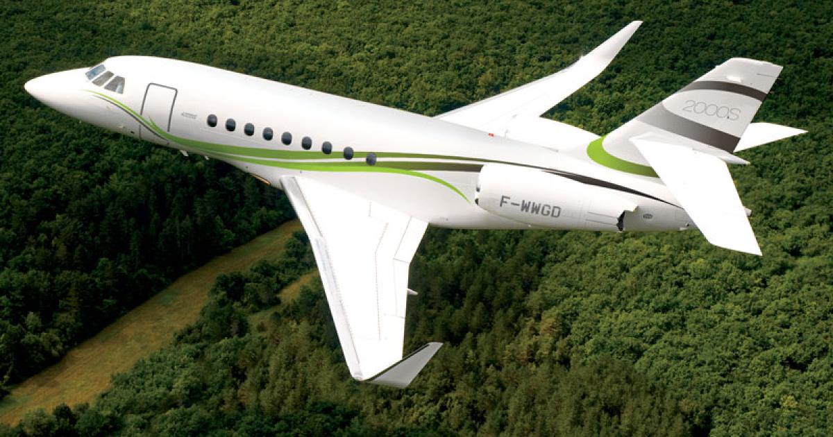 Dassault unveiled the Falcon 2000S, a lower cost derivative of the Falcon 2000, at this year’s Ebace Convention. Certification is pegged for next year’s fourth quarter, with deliveries to follow in early 2013.