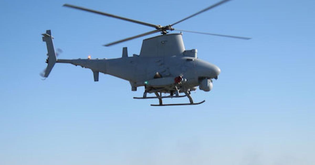 The capability of the Northrop Grumman MQ-8B Fire Scout, shown, and its planned upgrade make canceling the Navy’s medium-range martime unmanned aircraft system a “manageable risk,” according to the Pentagon.