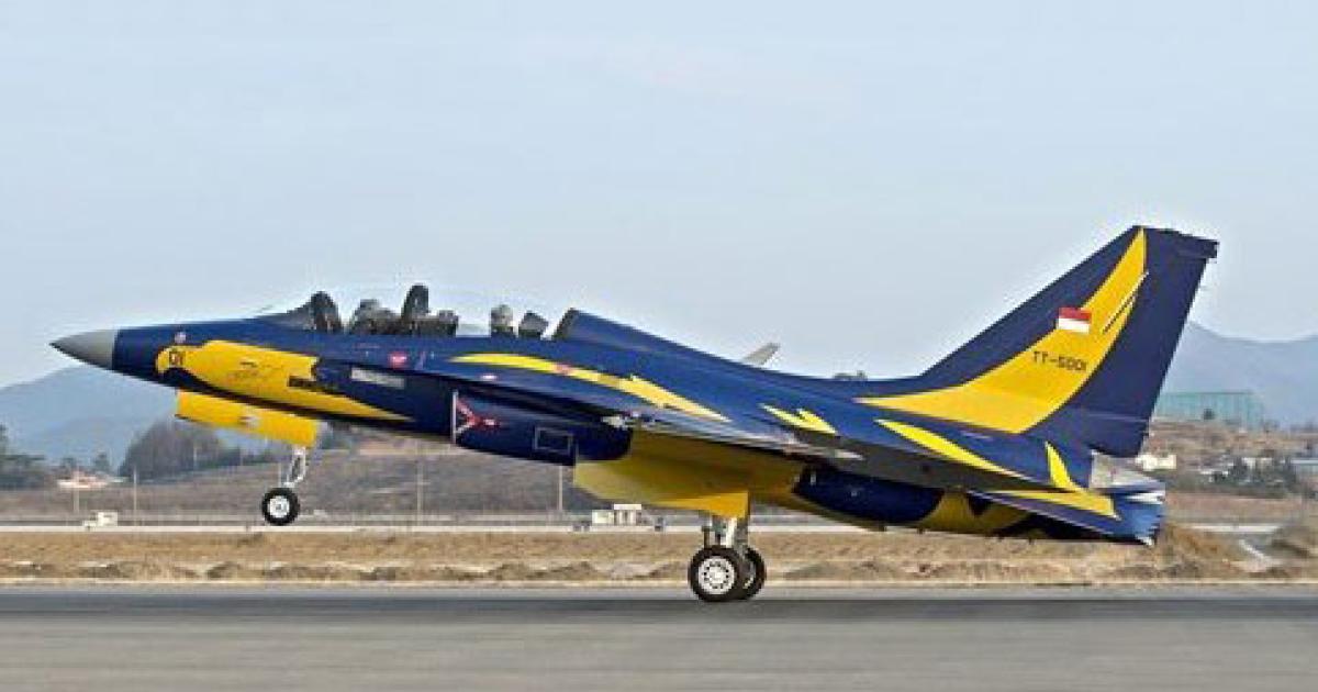 Korea Aerospace Industries has flown the first T-50 advanced jet trainer for the Indonesian Air Force.