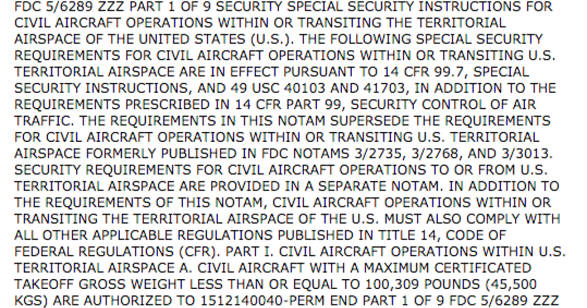 Good luck interpreting this Notam, which tries to convey an important security issue.