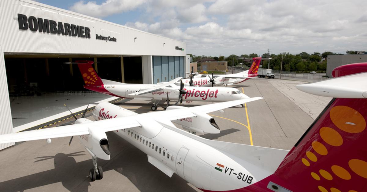 A KPMG report suggest India needs more service to secondary markets, such as that SpiceJet now provides with its Bombardier Q400s. (Photo: Bombardier) 