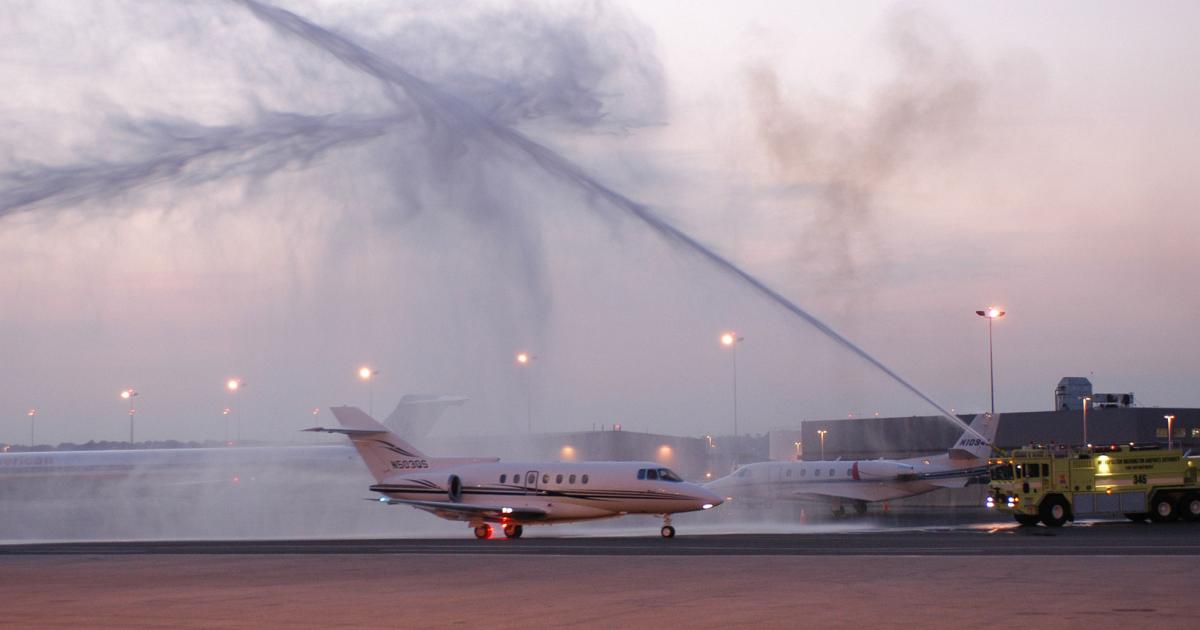 Four years after 9/11, on Oct. 18, 2005, business aviation officially returned to Washington National with the landing of a Hawker 1000 operated by New World Jet for Jet Aviation. (Photo: Paul Lowe)