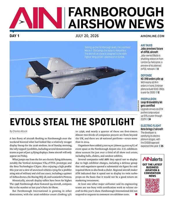 Farnborough Airshow News 2026 day 1 cover